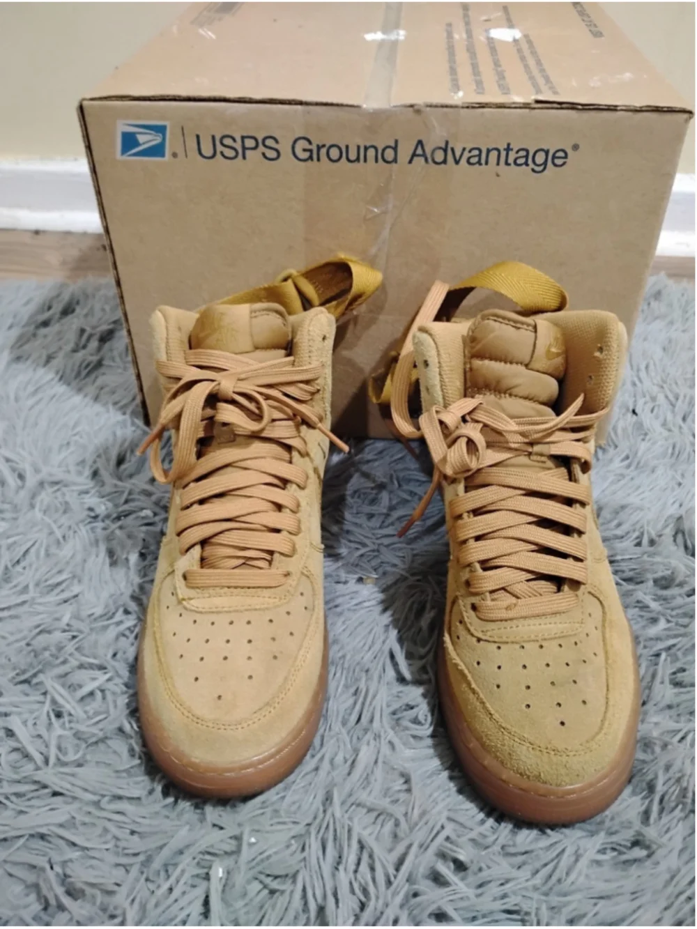 Nike Air Force 1 One High GS Youth Size 4.5 Wheat Flax Brown Suede CK0262-700